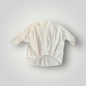 Maeve Anthropologie Surplice Button Up Shirt Top Small Oversized White Collared